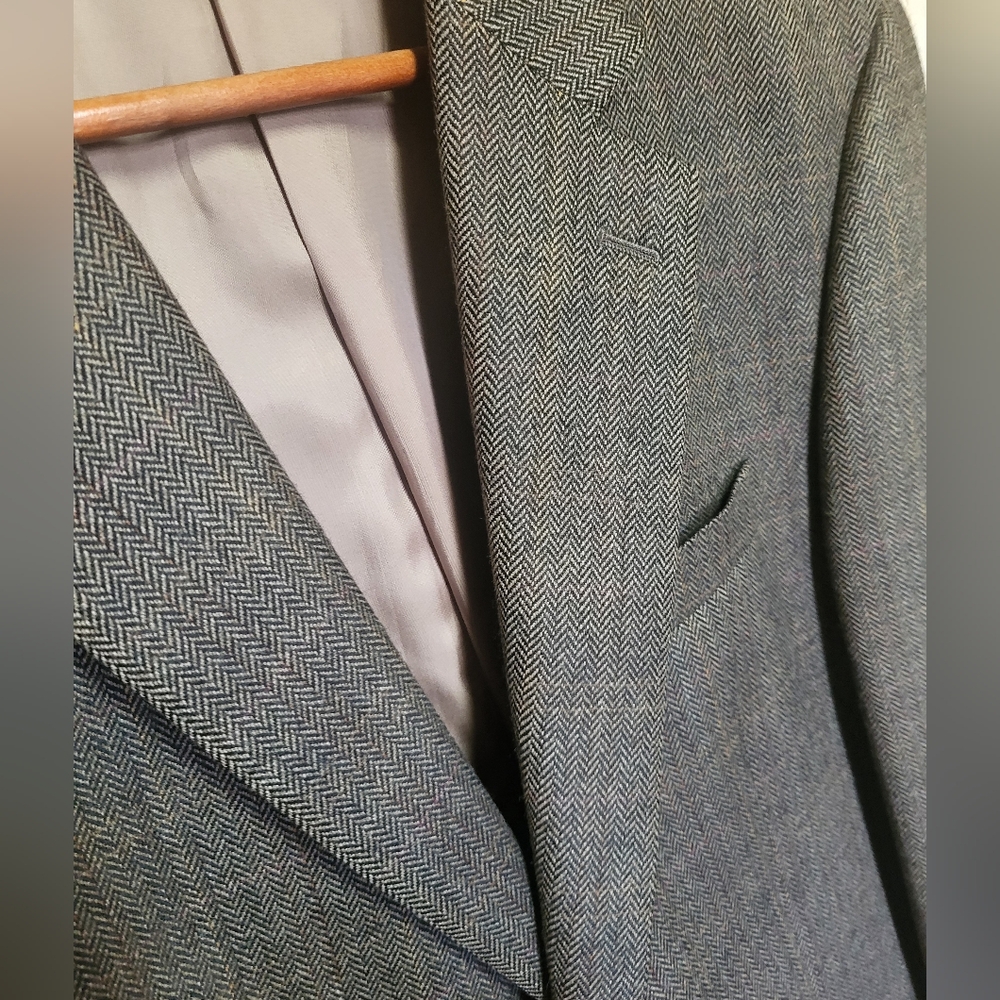 Lauren Ralph Lauren Herringbone Tweed Brown 100% Lambs Wool Mens Suit Blazer 40L - Picture 7 of 12